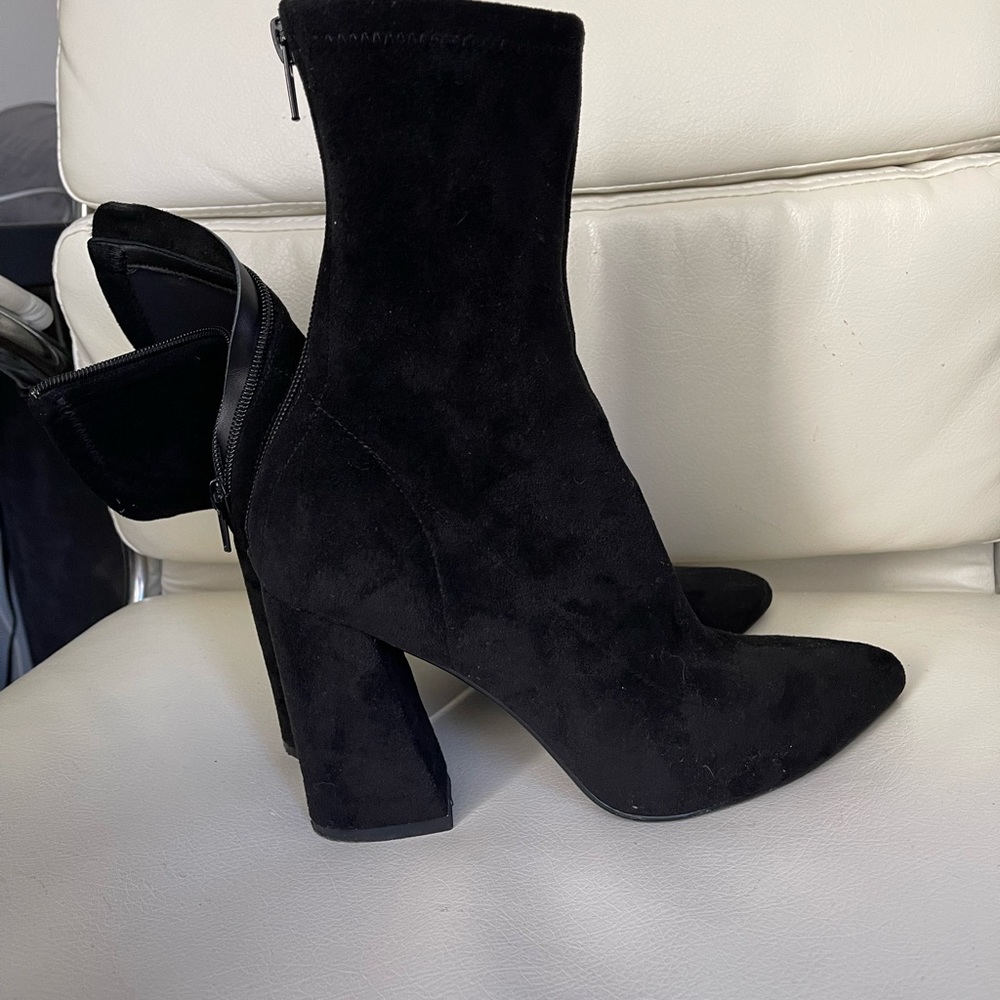 Galassia spirale suede sock boots block heel genuine people